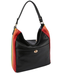 Rainbow Women Hobo Clutch Handbbag LSD151 BLACK